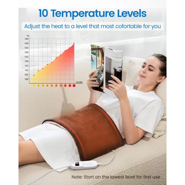 RENPHO King Size Heating Pad for Back Pain ampamp Cramps Relief FSA HSA Eligible Heat Pad for Knee and Leg Christmas Gifts for Women Men Mom Auto Shut Off ETL Certified 12quot x24 Light YellowZbrown