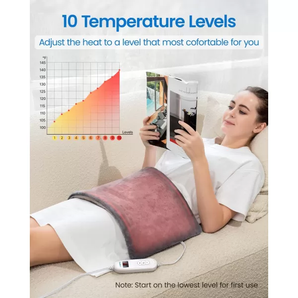 RENPHO King Size Heating Pad for Back Pain ampamp Cramps Relief FSA HSA Eligible Heat Pad for Knee and Leg Christmas Gifts for Women Men Mom Auto Shut Off ETL Certified 12quot x24 Light YellowAgray