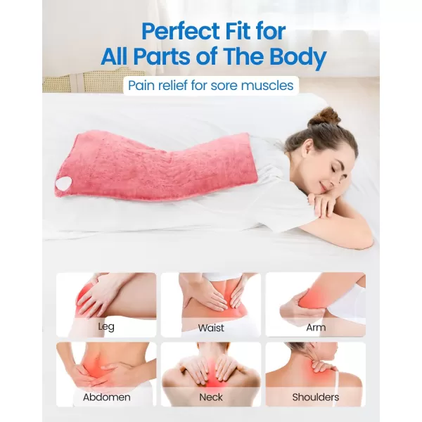 RENPHO King Size Heating Pad for Back Pain ampamp Cramps Relief FSA HSA Eligible Heat Pad for Knee and Leg Christmas Gifts for Women Men Mom Auto Shut Off ETL Certified 12quot x24 Light YellowPink