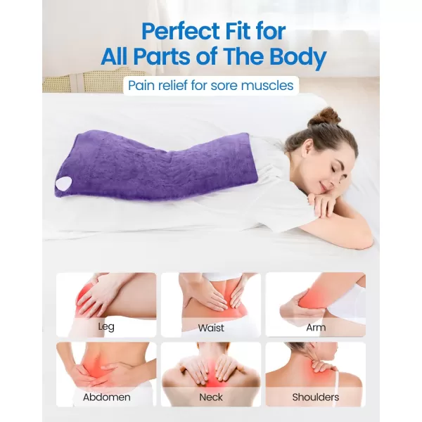 RENPHO King Size Heating Pad for Back Pain ampamp Cramps Relief FSA HSA Eligible Heat Pad for Knee and Leg Christmas Gifts for Women Men Mom Auto Shut Off ETL Certified 12quot x24 Light YellowViolet