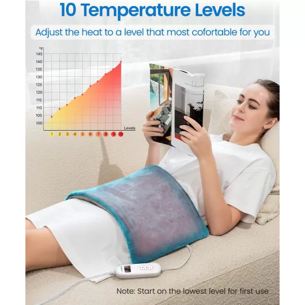 RENPHO King Size Heating Pad for Back Pain ampamp Cramps Relief FSA HSA Eligible Heat Pad for Knee and Leg Christmas Gifts for Women Men Mom Auto Shut Off ETL Certified 12quot x24 Light YellowBlue