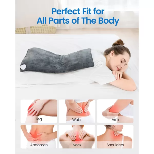 RENPHO King Size Heating Pad for Back Pain ampamp Cramps Relief FSA HSA Eligible Heat Pad for Knee and Leg Christmas Gifts for Women Men Mom Auto Shut Off ETL Certified 12quot x24 Light YellowAgray