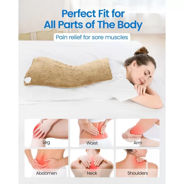 RENPHO King Size Heating Pad for Back Pain ampamp Cramps Relief FSA HSA Eligible Heat Pad for Knee and Leg Christmas Gifts for Women Men Mom Auto Shut Off ETL Certified 12quot x24 Light YellowLight Yellow