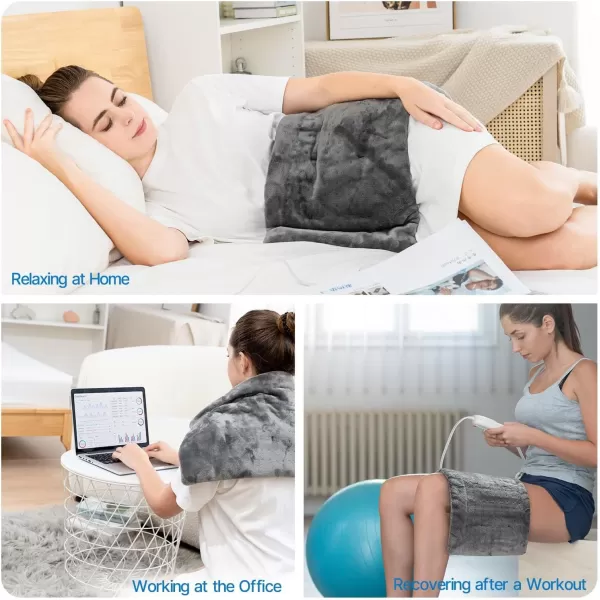 RENPHO King Size Heating Pad for Back Pain ampamp Cramps Relief FSA HSA Eligible Heat Pad for Knee and Leg Christmas Gifts for Women Men Mom Auto Shut Off ETL Certified 12quot x24 Light YellowAgray