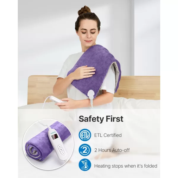 RENPHO King Size Heating Pad for Back Pain ampamp Cramps Relief FSA HSA Eligible Heat Pad for Knee and Leg Christmas Gifts for Women Men Mom Auto Shut Off ETL Certified 12quot x24 Light YellowViolet