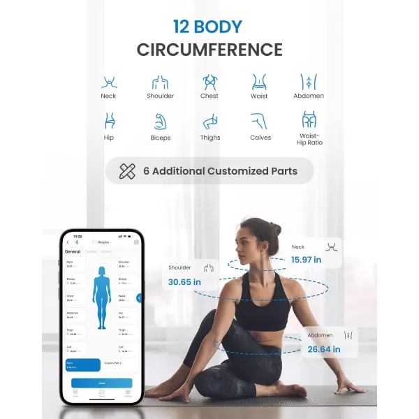 RENPHO Portable Scale Smart Tape Measure Travel Scale for Body Weight with Body Tape Measure 13 Body Composition Analyzer ampamp Retractable Measuring Tape Sync with App 400 lbs Inches ampamp cmscale  body tape
