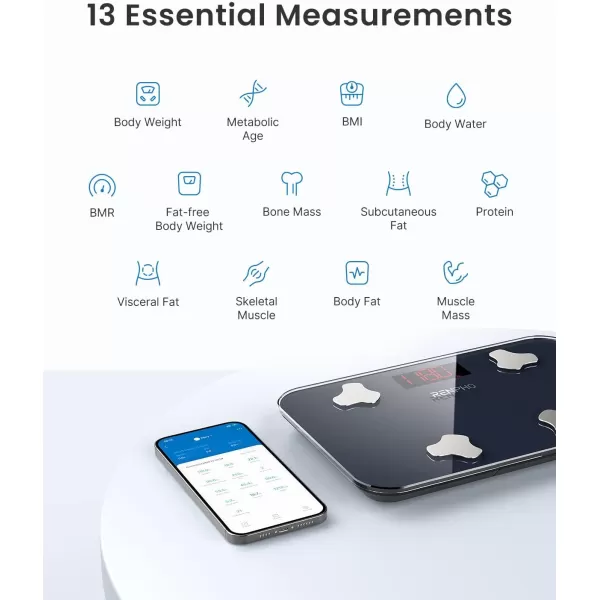 RENPHO Portable Scale Smart Tape Measure Travel Scale for Body Weight with Body Tape Measure 13 Body Composition Analyzer ampamp Retractable Measuring Tape Sync with App 400 lbs Inches ampamp cmwithout case