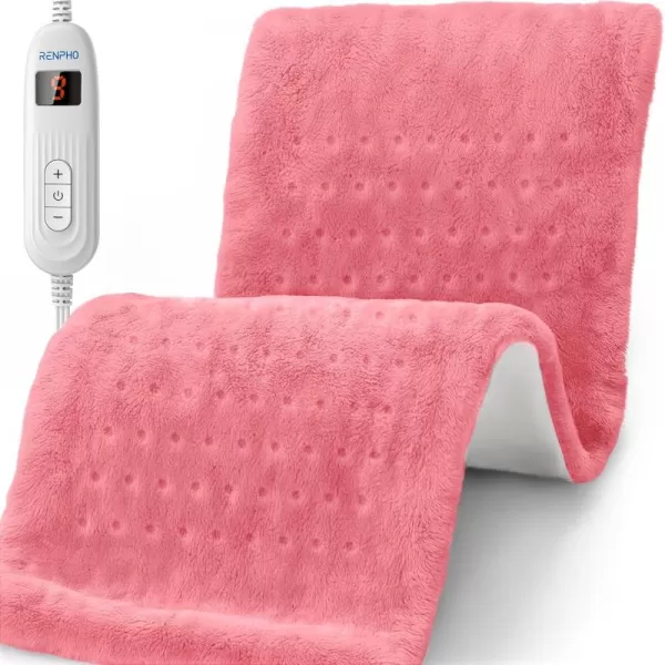RENPHO King Size Heating Pad for Back Pain ampamp Cramps Relief FSA HSA Eligible Heat Pad for Knee and Leg Christmas Gifts for Women Men Mom Auto Shut Off ETL Certified 12quot x24 Light YellowPink