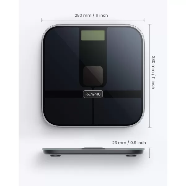 RENPHO Smart Scale for Body Weight Solar Power Digital Bathroom Scale Bluetooth Weight Scale with App Body Composition Monitor 400 lbs  Elis Solar No Battery Required Black