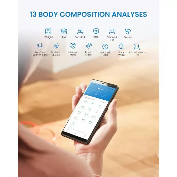 RENPHO Smart Scale for Body Weight Solar Power Digital Bathroom Scale Bluetooth Weight Scale with App Body Composition Monitor 400 lbs  Elis Solar No Battery Required Black