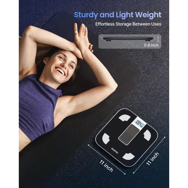 RENPHO Solar Power Smart Scale for Body Weight Digital Bathroom Scale BMI Weighing Bluetooth Body Fat Scale Body Composition Monitor with Smartphone App 400 lbs