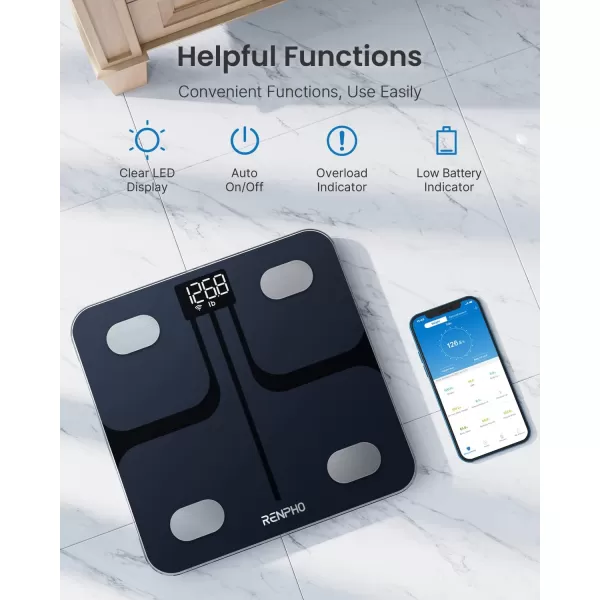 RENPHO WiFi Bluetooth Scale Smart Digital Bathroom Weight BMI Body Fat Scale Tracks 13 Metrics Wireless Body Composition Analysis ampamp Health Monitor with Lighted LED Display  Elis Aspire