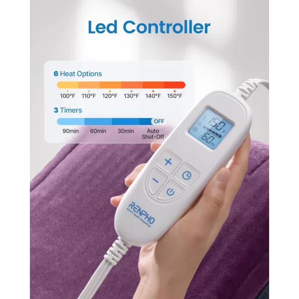 Heating Pad for Back Pain Relief RENPHO Electric Heat Pad for Neck and Shoulders FSA HSA Eligible Christmas Gifts for Women Men Birthday Gifts for Mom Dad Large 24quotx33quot ETL Certified Purple