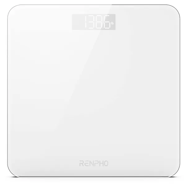 RENPHO Digital Bathroom Scale Highly Accurate Core 1S Body Weight Scale with Lighted LED Display Round Corner Design11quot280mmWhite
