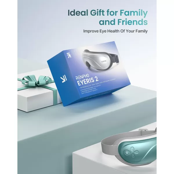 RENPHO Eyeris 2 ExtendedEye Massager with Heat for Migraines Relief Heated Eye Mask Eye Care Face Massager for Eye Strain Eye Bags Dry Eyes Improve Sleep Birthday Gift for Women MenBlue