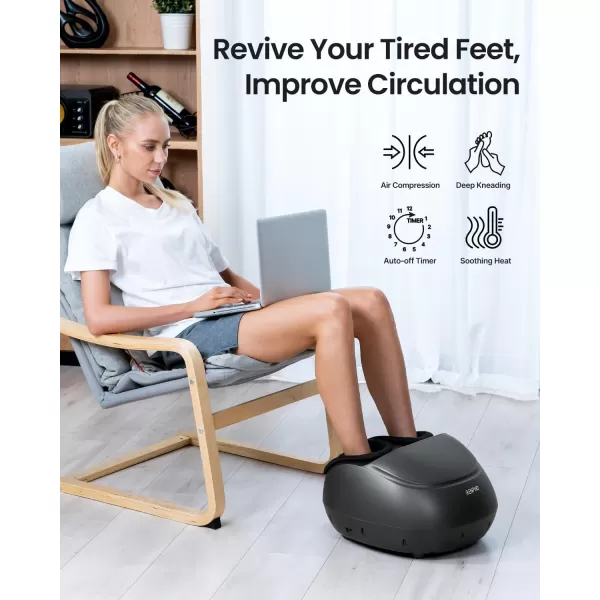 RENPHO Foot Massager Machine with Heat FSA HSA Eligible Shiatsu Deep Kneading Foot Massager Foot Care Electric Foot Massage Birthday Gifts for Women Men Fits Feet Up to Men Size 12 BlackBlack