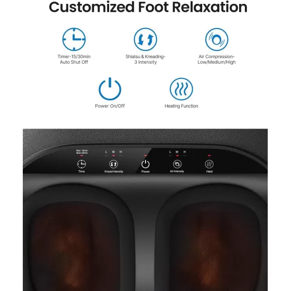 RENPHO Foot Massager Machine with Heat FSA HSA Eligible Shiatsu Deep Kneading Foot Massager Foot Care Electric Foot Massage Birthday Gifts for Women Men Fits Feet Up to Men Size 12 BlackBlack