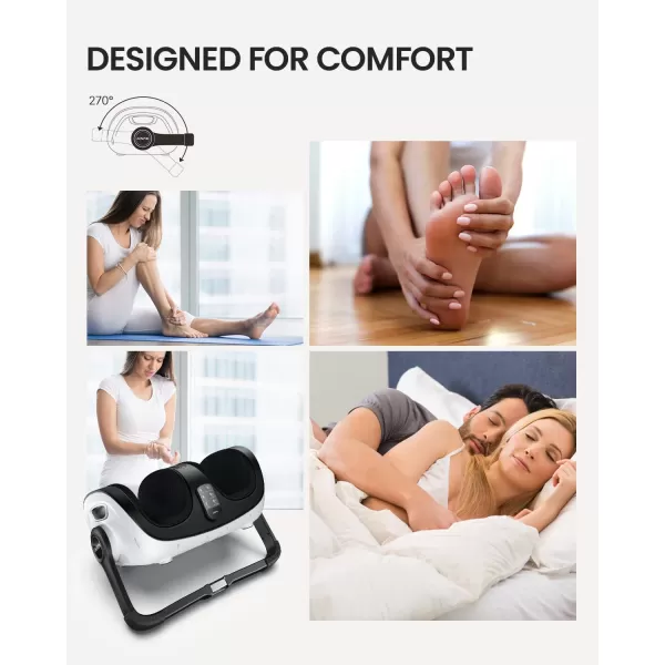RENPHO Foot Massager with Heat Foot and Calf Massager for Athletes Foot Care Deep Kneading Foot Massage for FeetAnkleCalfLeg Fits Up to Feet Size 14 Men Gift for Men Women Father MotherWhite
