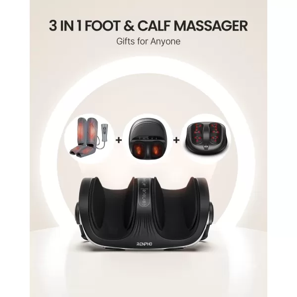 RENPHO Foot Massager with Heat Foot and Calf Massager for Athletes Foot Care Deep Kneading Foot Massage for FeetAnkleCalfLeg Fits Up to Feet Size 14 Men Gift for Men Women Father MotherWhite