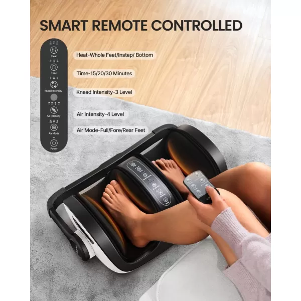 RENPHO Foot Massager with Heat Foot and Calf Massager for Athletes Foot Care Deep Kneading Foot Massage for FeetAnkleCalfLeg Fits Up to Feet Size 14 Men Gift for Men Women Father MotherWhite