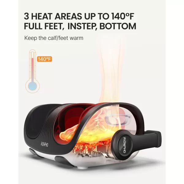 RENPHO Foot Massager with Heat Foot and Calf Massager for Athletes Foot Care Deep Kneading Foot Massage for FeetAnkleCalfLeg Fits Up to Feet Size 14 Men Gift for Men Women Father MotherWhite