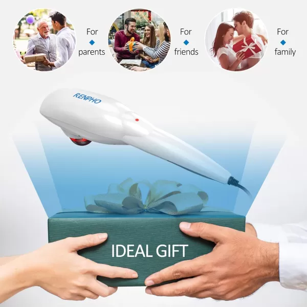RENPHO Handheld Back Massager with Heat Deep Tissue Massager Electric Percussion Full Body Massager for Neck Shoulder Arms Leg Foot Calf Muscle Tension Relief