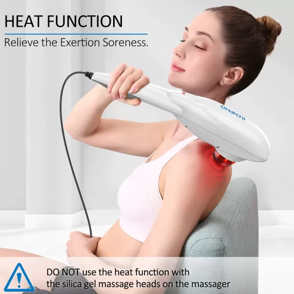 RENPHO Handheld Back Massager with Heat Deep Tissue Massager Electric Percussion Full Body Massager for Neck Shoulder Arms Leg Foot Calf Muscle Tension Relief