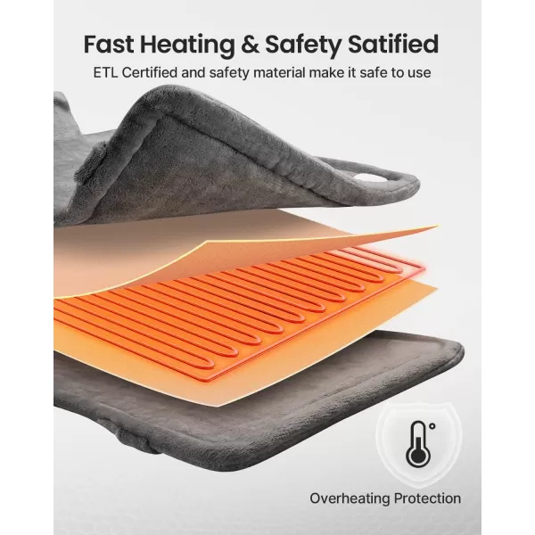 RENPHO Heating Pad for Neck and Shoulders and Back FSA HSA Eligible Relaxing Gifts for Women Men Mom Dad Electric Weighted Heat Pad for Pain Relief with Auto Shut Off ETL Certified GrayAgray