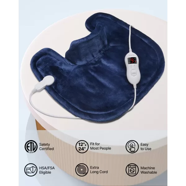 RENPHO Heating Pad for Neck and Shoulders and Back FSA HSA Eligible Relaxing Gifts for Women Men Mom Dad Electric Weighted Heat Pad for Pain Relief with Auto Shut Off ETL Certified GrayBlue