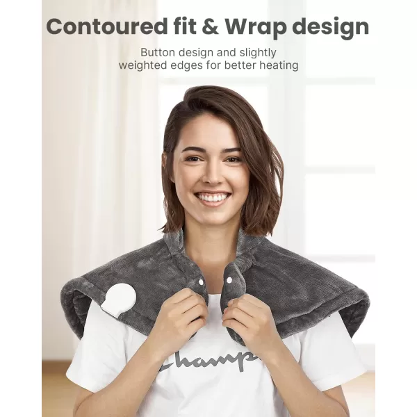RENPHO Heating Pad for Neck and Shoulders and Back FSA HSA Eligible Relaxing Gifts for Women Men Mom Dad Electric Weighted Heat Pad for Pain Relief with Auto Shut Off ETL Certified GrayAgray