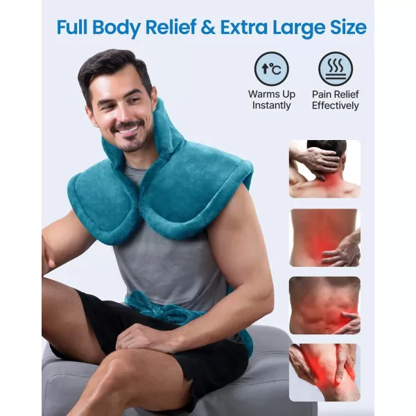 RENPHO King Size Heating Pad for Back Pain Relief Birthday Christmas Gifts for Men Dad Him FSA HSA Eligible 24quotx37quot XXL Large Weighted Electric Heat Pad for Neck and Shoulders ETL Certified BlueXlh Blue