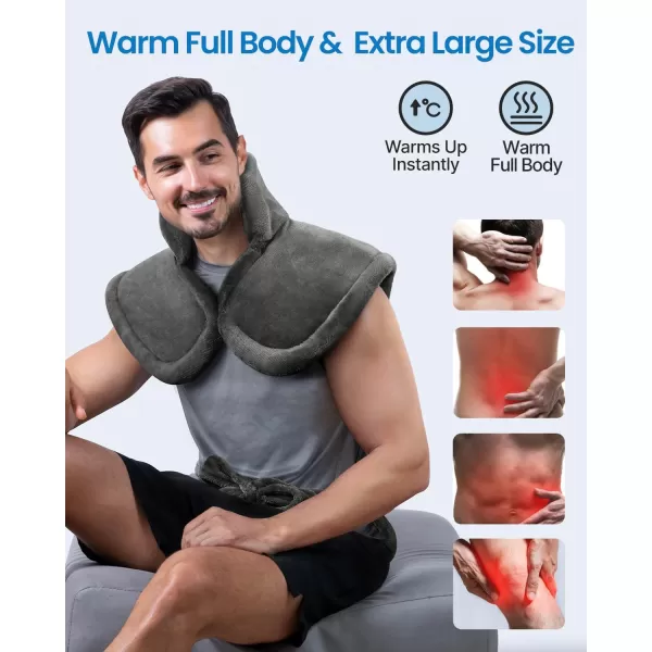 RENPHO King Size Heating Pad for Back Pain Relief Birthday Christmas Gifts for Men Dad Him FSA HSA Eligible 24quotx37quot XXL Large Weighted Electric Heat Pad for Neck and Shoulders ETL Certified BlueXlgray