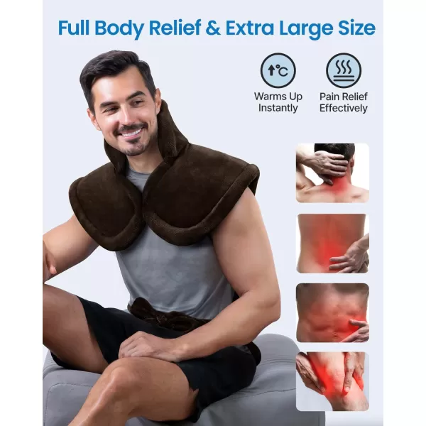 RENPHO King Size Heating Pad for Back Pain Relief Birthday Christmas Gifts for Men Dad Him FSA HSA Eligible 24quotx37quot XXL Large Weighted Electric Heat Pad for Neck and Shoulders ETL Certified BlueXlh Brown