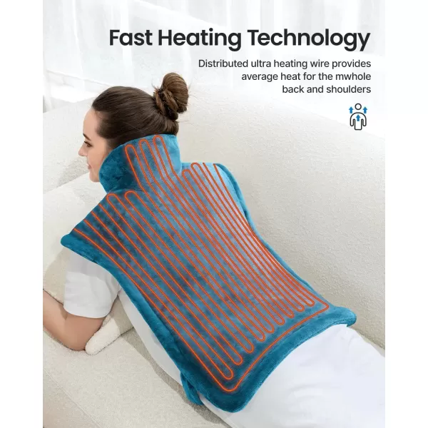 RENPHO King Size Heating Pad for Back Pain Relief Birthday Christmas Gifts for Men Dad Him FSA HSA Eligible 24quotx37quot XXL Large Weighted Electric Heat Pad for Neck and Shoulders ETL Certified BlueBlue