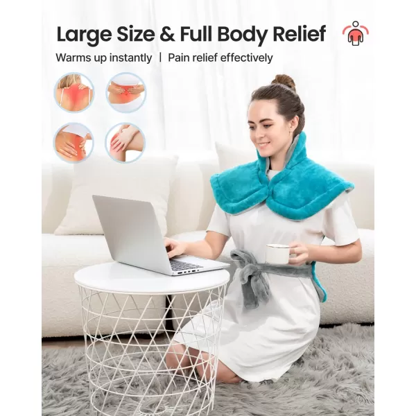 RENPHO King Size Heating Pad for Back Pain Relief Birthday Christmas Gifts for Men Dad Him FSA HSA Eligible 24quotx37quot XXL Large Weighted Electric Heat Pad for Neck and Shoulders ETL Certified BlueGray Green
