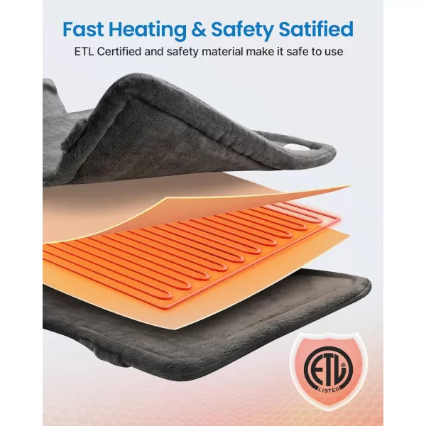 RENPHO King Size Heating Pad for Back Pain Relief Birthday Christmas Gifts for Men Dad Him FSA HSA Eligible 24quotx37quot XXL Large Weighted Electric Heat Pad for Neck and Shoulders ETL Certified BlueXlgray