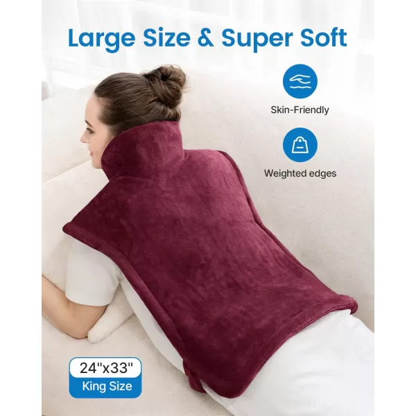 RENPHO King Size Heating Pad for Back Pain Relief Birthday Christmas Gifts for Men Dad Him FSA HSA Eligible 24quotx37quot XXL Large Weighted Electric Heat Pad for Neck and Shoulders ETL Certified BlueDark Red
