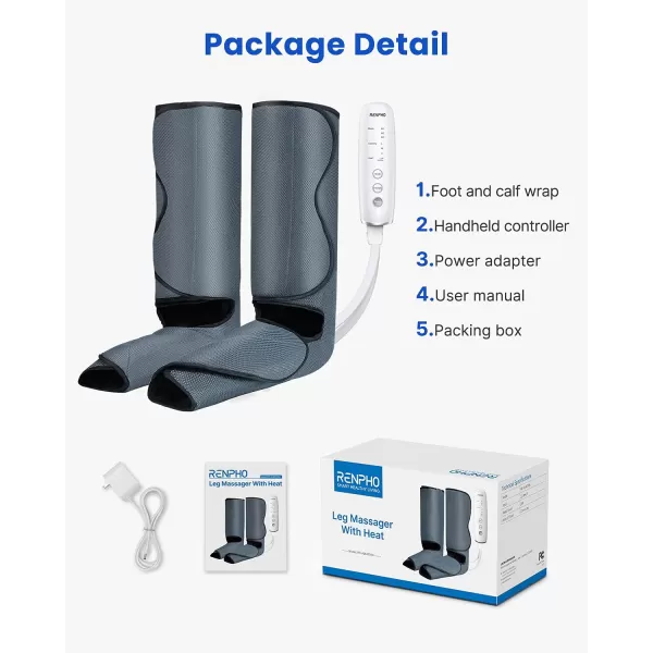 RENPHO Leg Compression Massager with Heat Help for Mother Father Massage Foot and Calf 2 Heating 3 Modes 3 Intensities Reduce Swelling and Muscle Fatigue