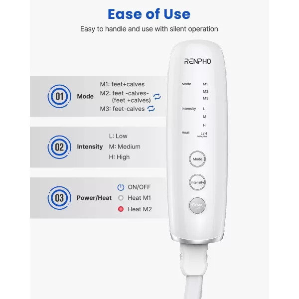 RENPHO Leg Compression Massager with Heat Help for Mother Father Massage Foot and Calf 2 Heating 3 Modes 3 Intensities Reduce Swelling and Muscle Fatigue