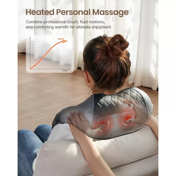 RENPHO Neck Massager with Heat and Adjustable Arm Strap Shiatsu Massager with 3D Deep Tissue Massage Relaxation in The Neck Back Shoulder Hip and LegsFlagship Edition
