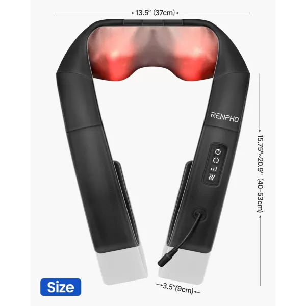 RENPHO Neck Massager with Heat and Adjustable Arm Strap Shiatsu Massager with 3D Deep Tissue Massage Relaxation in The Neck Back Shoulder Hip and Legswith Adjustable Straps