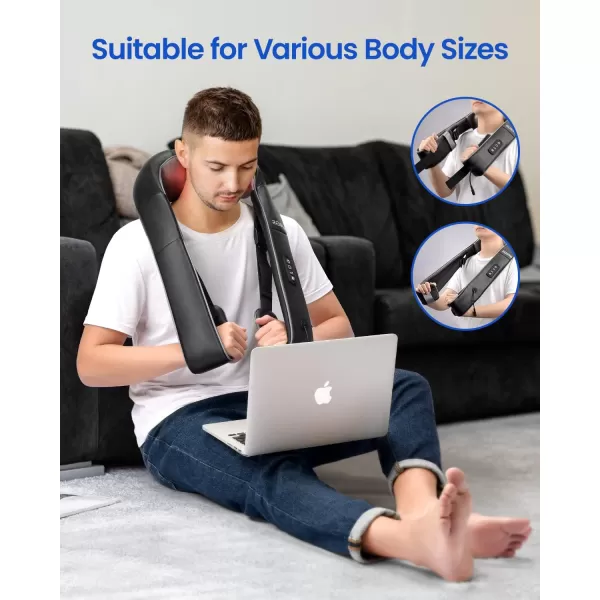 RENPHO Neck Massager with Heat and Adjustable Arm Strap Shiatsu Massager with 3D Deep Tissue Massage Relaxation in The Neck Back Shoulder Hip and Legswith Adjustable Straps