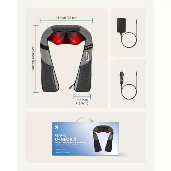 RENPHO Neck Massager with Heat and Adjustable Arm Strap Shiatsu Massager with 3D Deep Tissue Massage Relaxation in The Neck Back Shoulder Hip and LegsFlagship Edition