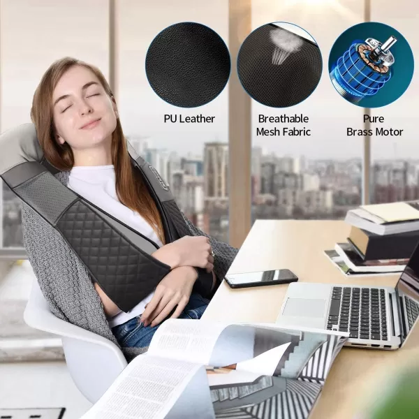 RENPHO Neck Massager with Heat and Adjustable Arm Strap Shiatsu Massager with 3D Deep Tissue Massage Relaxation in The Neck Back Shoulder Hip and LegsFlagship Edition