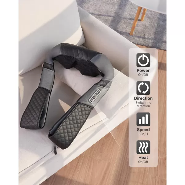 RENPHO Neck Massager with Heat and Adjustable Arm Strap Shiatsu Massager with 3D Deep Tissue Massage Relaxation in The Neck Back Shoulder Hip and LegsFlagship Edition