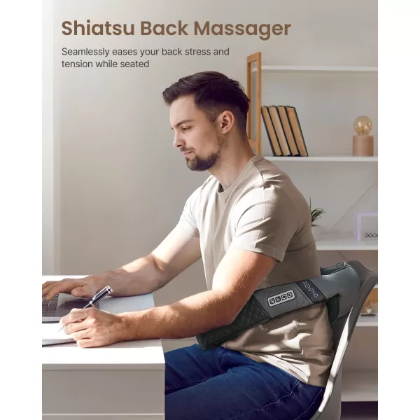RENPHO Neck Massager with Heat and Adjustable Arm Strap Shiatsu Massager with 3D Deep Tissue Massage Relaxation in The Neck Back Shoulder Hip and LegsFlagship Edition