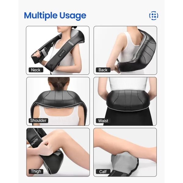 RENPHO Neck Massager with Heat and Adjustable Arm Strap Shiatsu Massager with 3D Deep Tissue Massage Relaxation in The Neck Back Shoulder Hip and Legswith Adjustable Straps