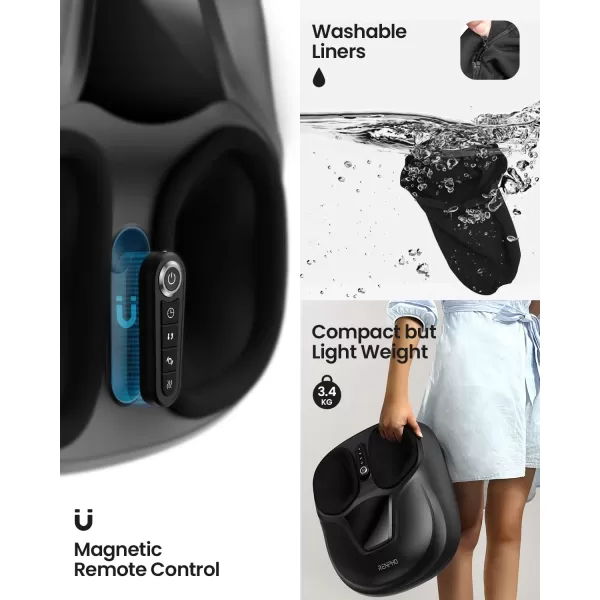 RENPHO Shiatsu Foot Massager with HeatElectric Foot Massager for Circulation and Pain Relief with RemoteDeep KneadingSqueezingSize up to 12Dark Black