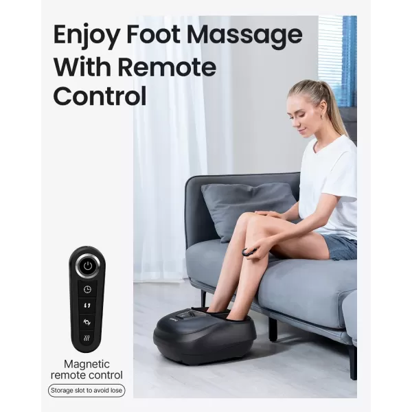 RENPHO Shiatsu Foot Massager with HeatElectric Foot Massager for Circulation and Pain Relief with RemoteDeep KneadingSqueezingSize up to 12Dark Black