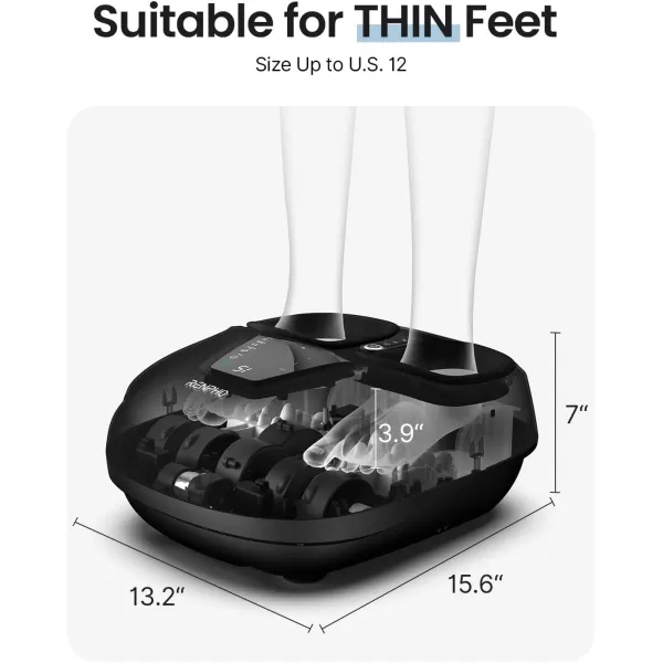 RENPHO Shiatsu Foot Massager with HeatElectric Foot Massager for Circulation and Pain Relief with RemoteDeep KneadingSqueezingSize up to 12Dark Black